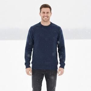 Marks & Spencer 100% Wool Sweater Crewneck Pullover Dark Blue Mens M Thermal